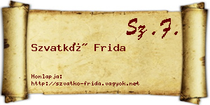 Szvatkó Frida névjegykártya