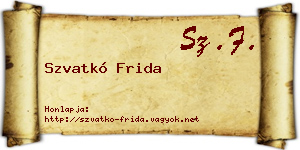 Szvatkó Frida névjegykártya